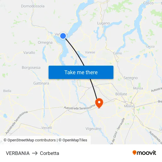 VERBANIA to Corbetta map