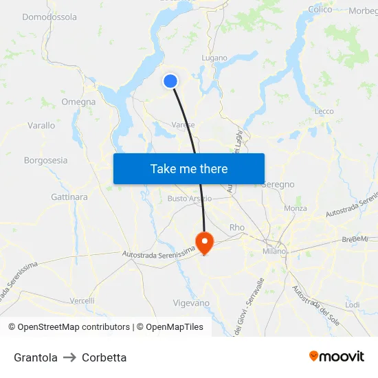 Grantola to Corbetta map
