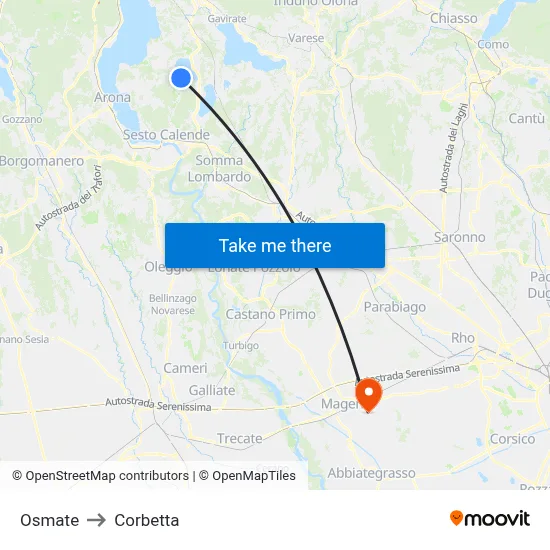 Osmate to Corbetta map
