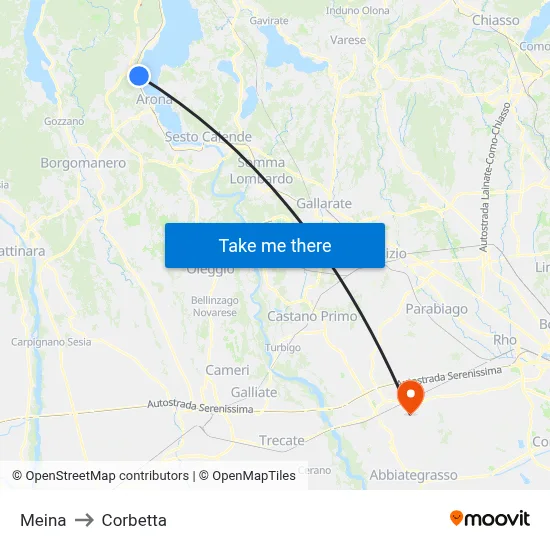 Meina to Corbetta map