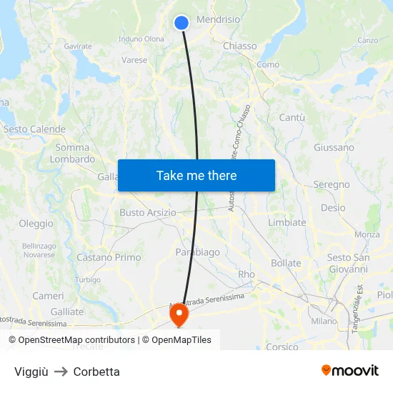Viggiù to Corbetta map