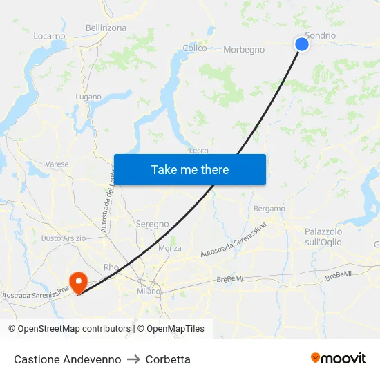 Castione Andevenno to Corbetta map