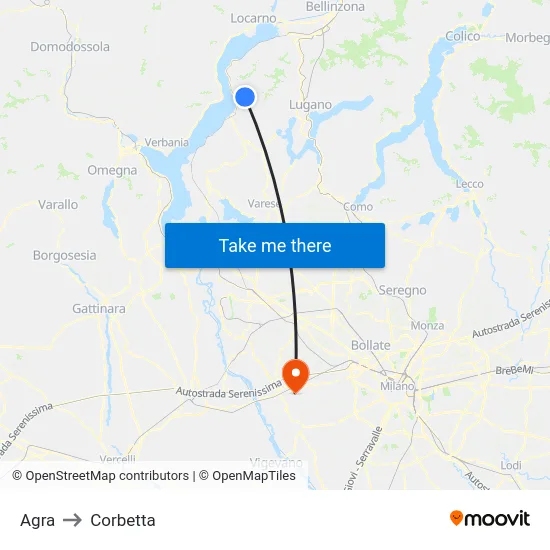 Agra to Corbetta map