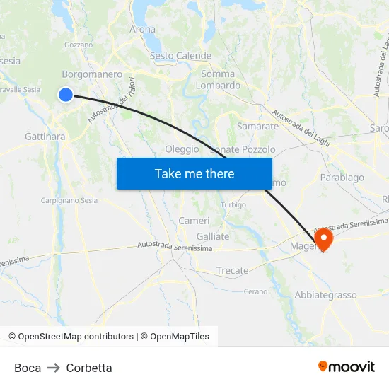 Boca to Corbetta map