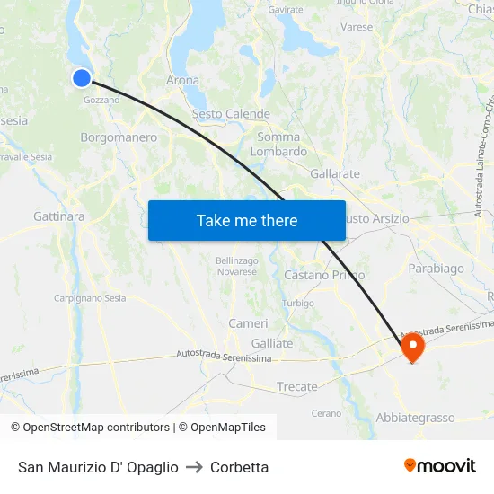 San Maurizio D' Opaglio to Corbetta map