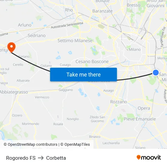 Rogoredo FS to Corbetta map