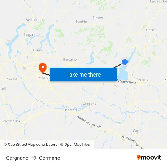 Gargnano to Cormano map