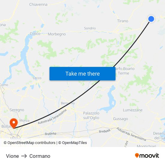 Vione to Cormano map