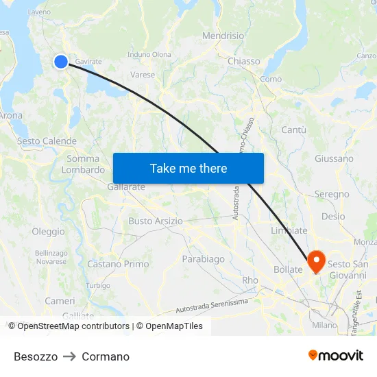Besozzo to Cormano map