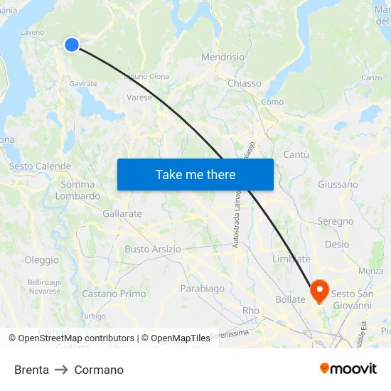 Brenta to Cormano map