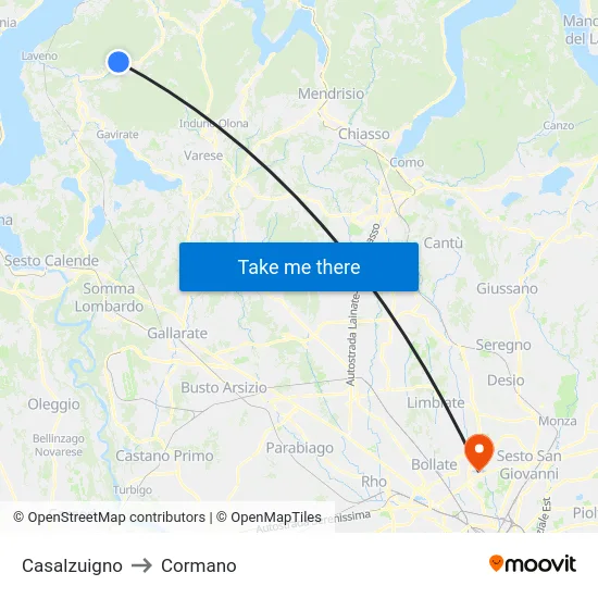 Casalzuigno to Cormano map