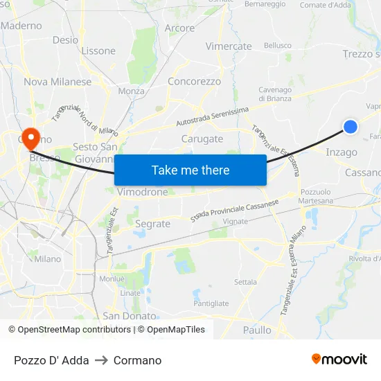 Pozzo D' Adda to Cormano map