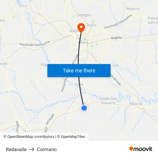 Redavalle to Cormano map