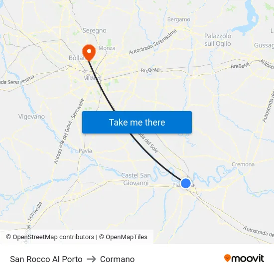 San Rocco Al Porto to Cormano map