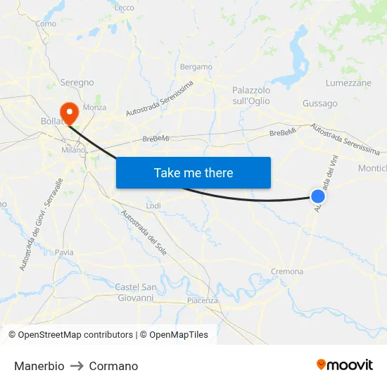 Manerbio to Cormano map
