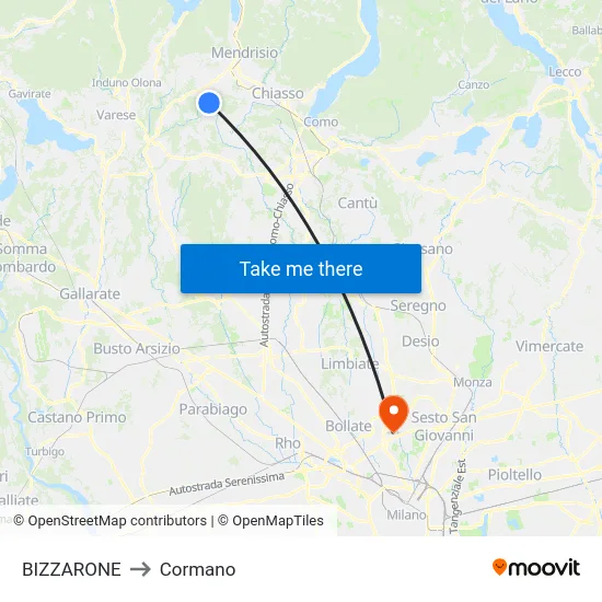 BIZZARONE to Cormano map