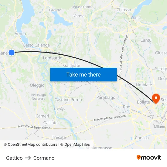 Gattico to Cormano map