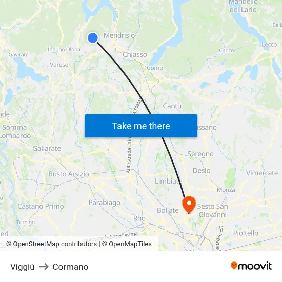 Viggiù to Cormano map