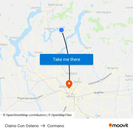 Claino Con Osteno to Cormano map