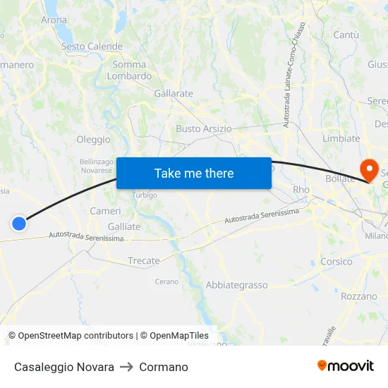 Casaleggio Novara to Cormano map