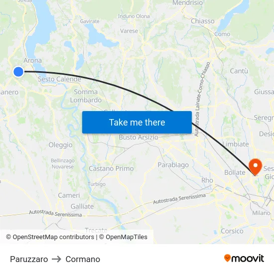 Paruzzaro to Cormano map