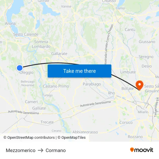 Mezzomerico to Cormano map