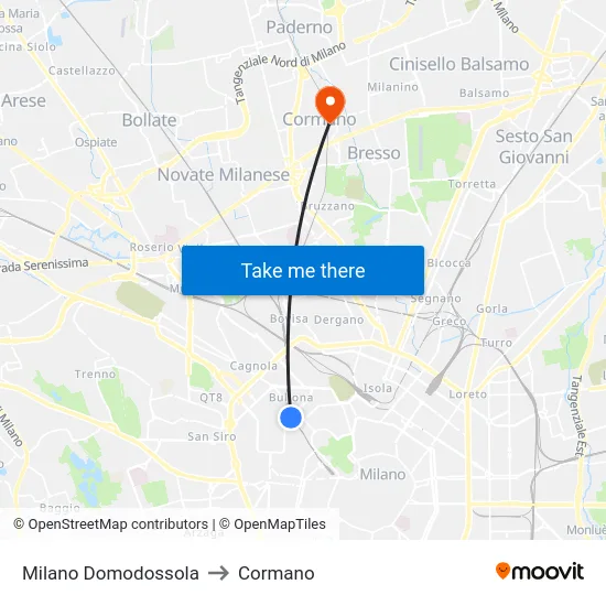 Milano Domodossola to Cormano map