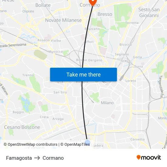 Famagosta to Cormano map