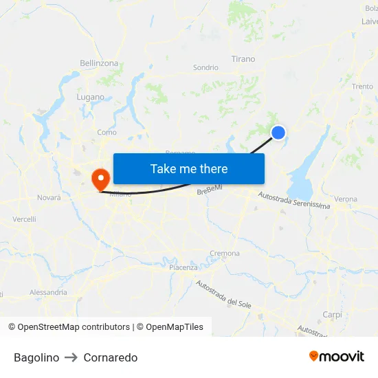 Bagolino to Cornaredo map