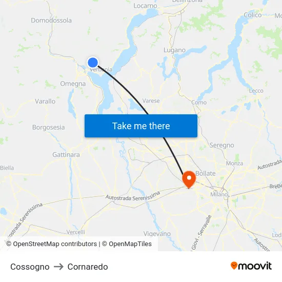 Cossogno to Cornaredo map