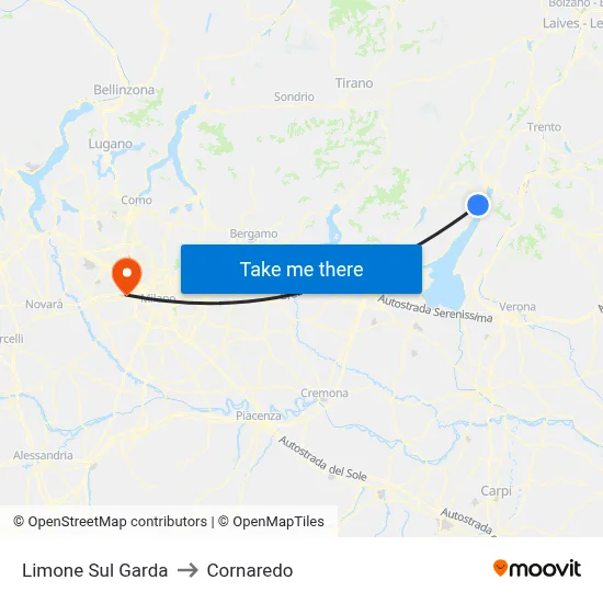Limone Sul Garda to Cornaredo map