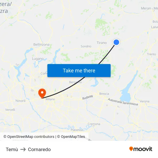 Temù to Cornaredo map