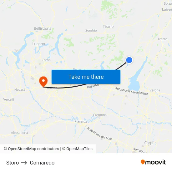 Storo to Cornaredo map