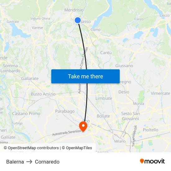 Balerna to Cornaredo map