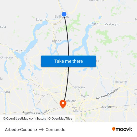 Arbedo-Castione to Cornaredo map