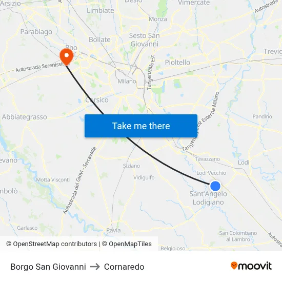 Borgo San Giovanni to Cornaredo map