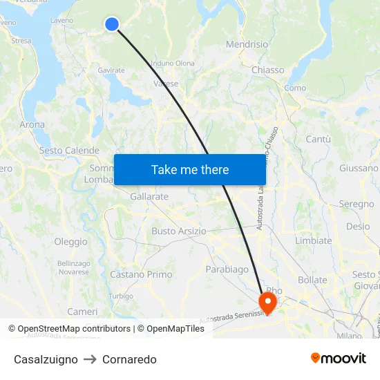 Casalzuigno to Cornaredo map