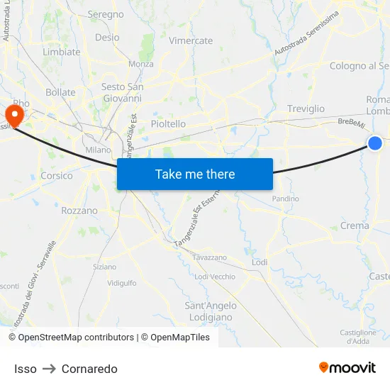 Isso to Cornaredo map