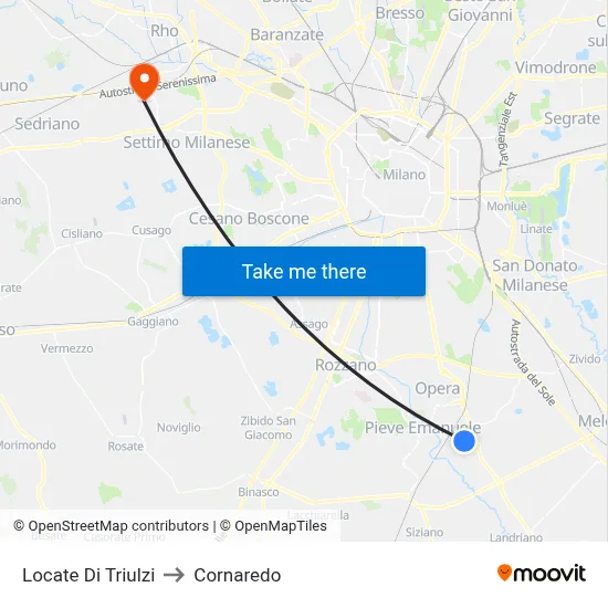 Locate di Triulzi to Cornaredo map
