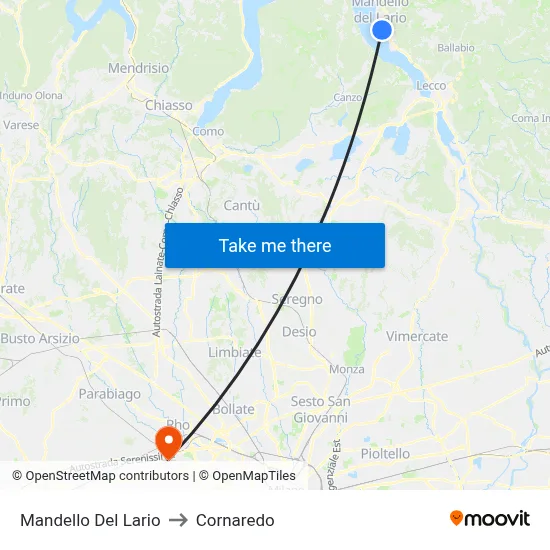 Mandello Del Lario to Cornaredo map