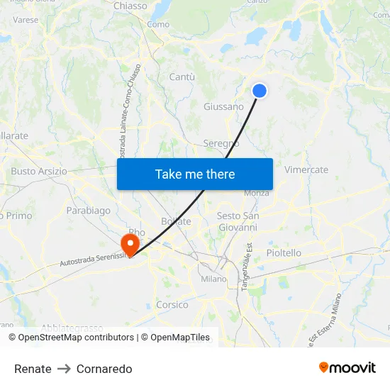 Renate to Cornaredo map