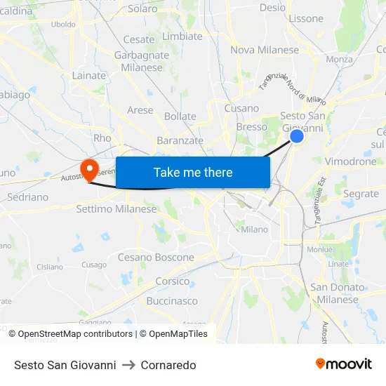 Sesto San Giovanni to Cornaredo map