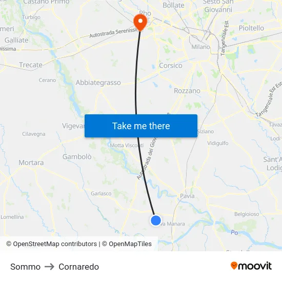 Sommo to Cornaredo map