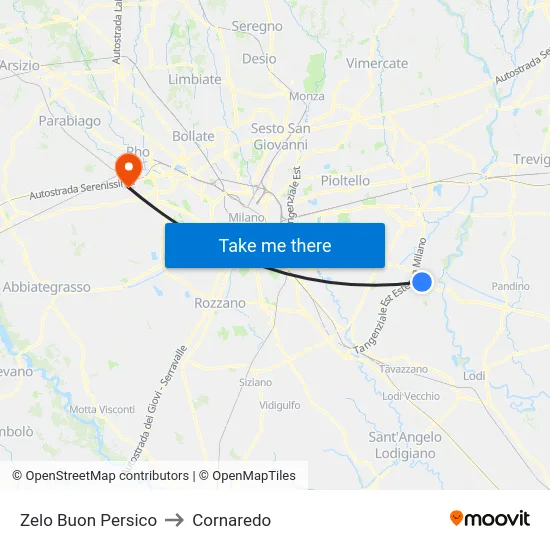 Zelo Buon Persico to Cornaredo map