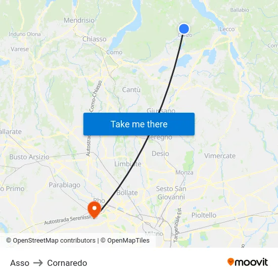 Asso to Cornaredo map