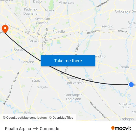 Ripalta Arpina to Cornaredo map