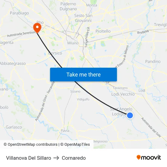Villanova Del Sillaro to Cornaredo map