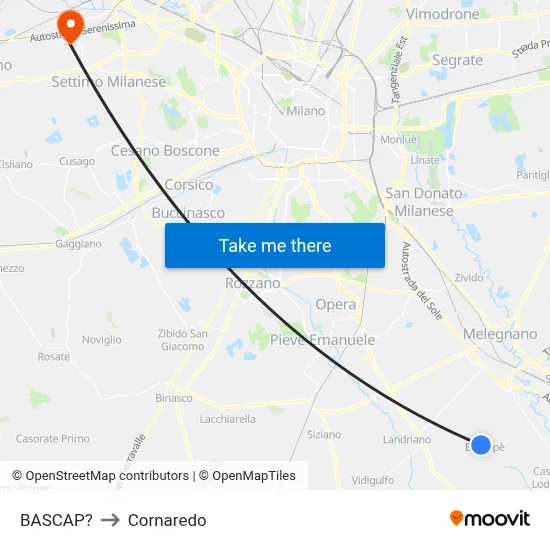Bascap to Cornaredo map
