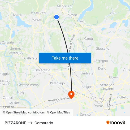 BIZZARONE to Cornaredo map