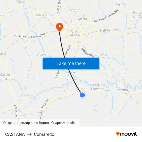 Castana to Cornaredo map